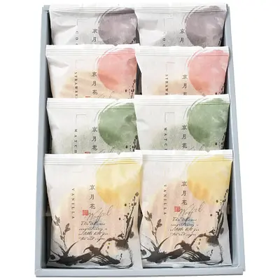 京月花 ヴァッフェル 4種 バニラ、抹茶、いちご、ココア ８枚入り